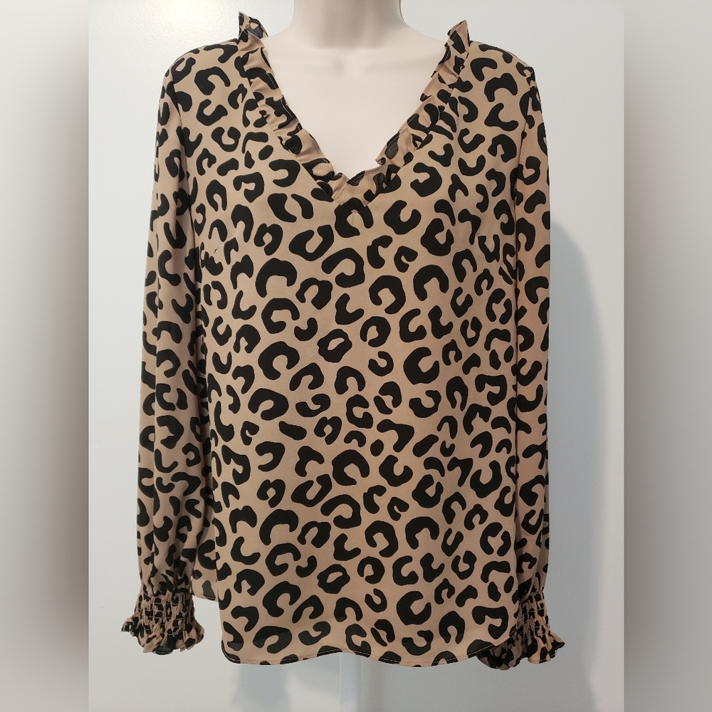 NWT Kate Spade Leopard Print Ruffle Top